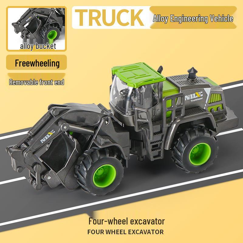 Kids' Inertial Engineering Vehicle Set: Excavator, Bulldozer, Forklift, Loader, Crane Toy Models