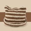 Pullover Women's Hats Autumn Winter Knitted Wool Cap Striped Japanese Beanie Hat Ins Little Devil