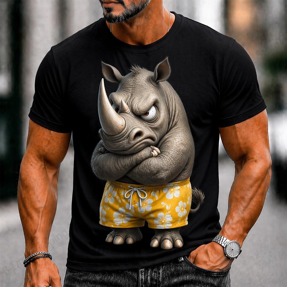 Creative Cartoon Fun Animal Dog Chick Cow 3D Printed T-shirt Men's Fashion Short Sleeved Top Summer Casual O-neck Clothing