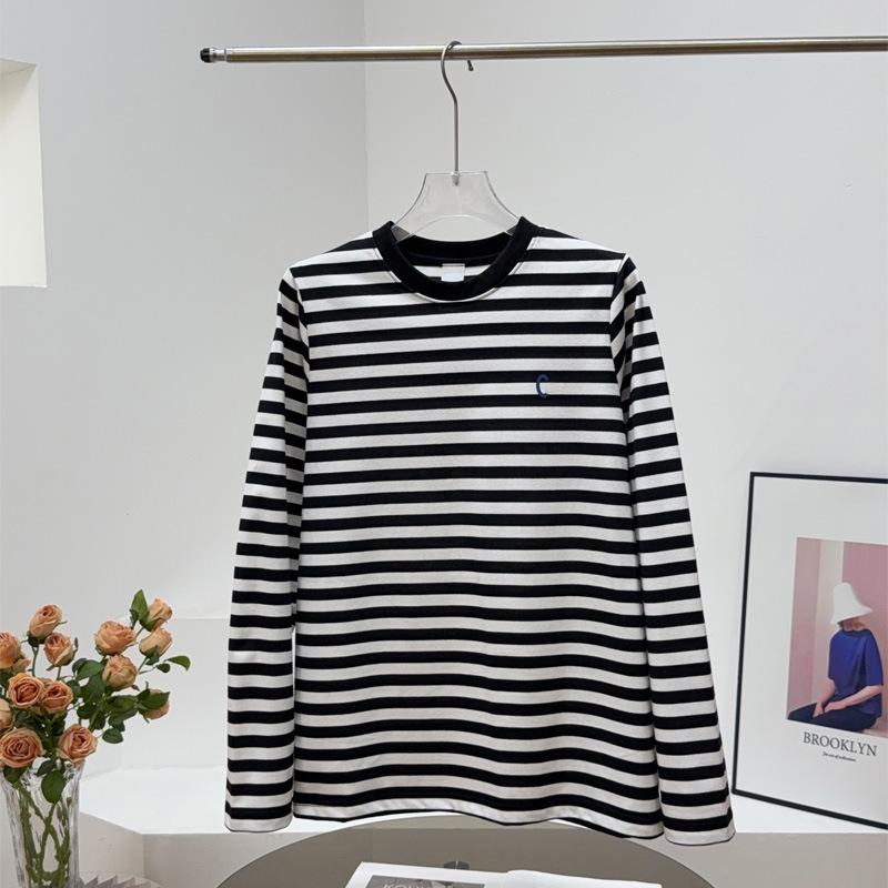 Sujia Anruo | Early Autumn Flower & Letter Print Striped Long Sleeve Tee Size M
