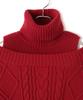 Washable Cable Knit Red F [BIS] Off-the-Shoulder Dress, Women's, BVE44140, (Size 60),