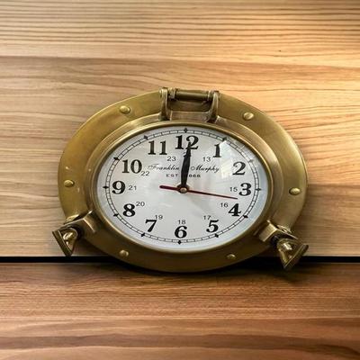 30.48 Cm Brass Nautical Ship Porthole Clock Maritime Wall Clock Home Décor Gift for Housewarming, Birthday, Wedding Clock