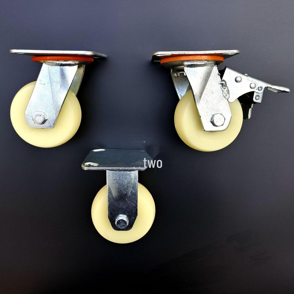 Heavy Duty Nylon Swivel and Fixed Caster Wheels with Brakes for Trolleys and Industrial Use