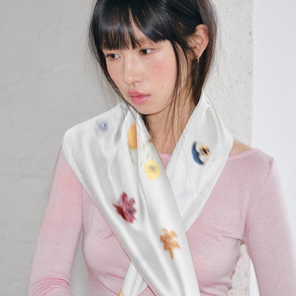 Cherry Blurred Flowers Hair Scarf Graceful Butterfly Scarves Headwear Puppy Hair Band Streetwear