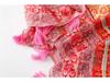 Ethnic Cotton Linen Floral Tassel Shawl: Sun Protection Beach Scarf for Women