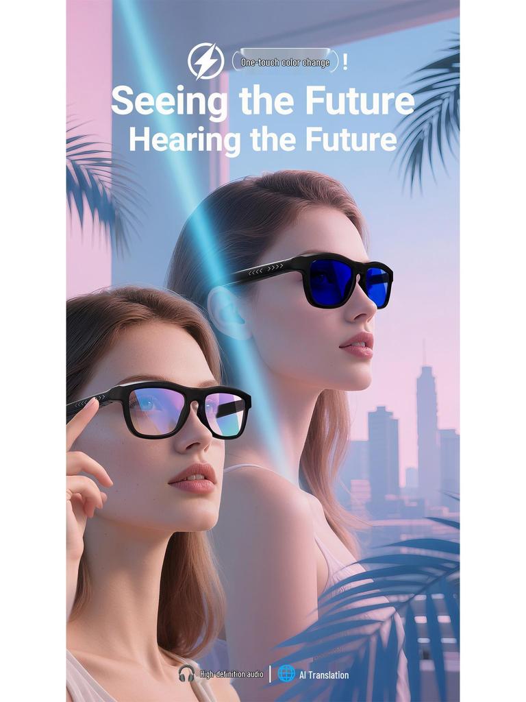 GV90 Akıllı Gözlükler: UV400, Renk Değiştiren, Yapay Zeka Çevirisi, Bluetooth, Uzaktan Kumandalı Fotoğrafçılık, Karartma, UV Önleyici.