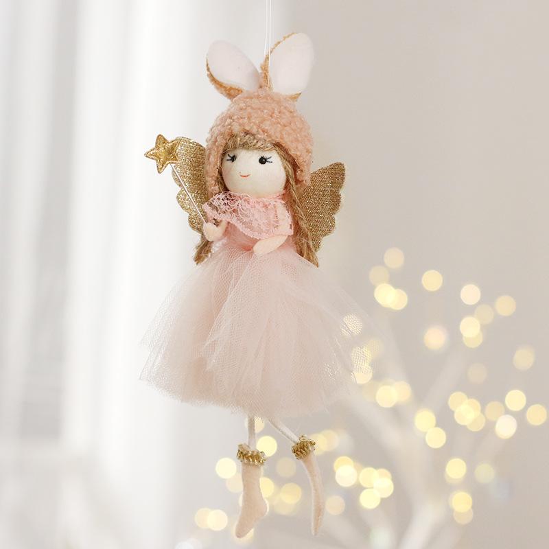 2pcs Christmas Decorations Cute Angel Girl Doll Christmas Tree Pendant Christmas Supplies Plush Material