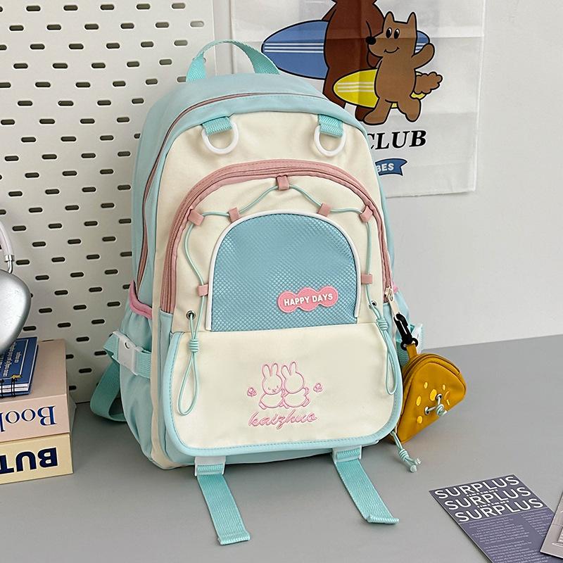 School bag new contrasting colors cute backpack female new student large capacity casual backpack light travel double backpack