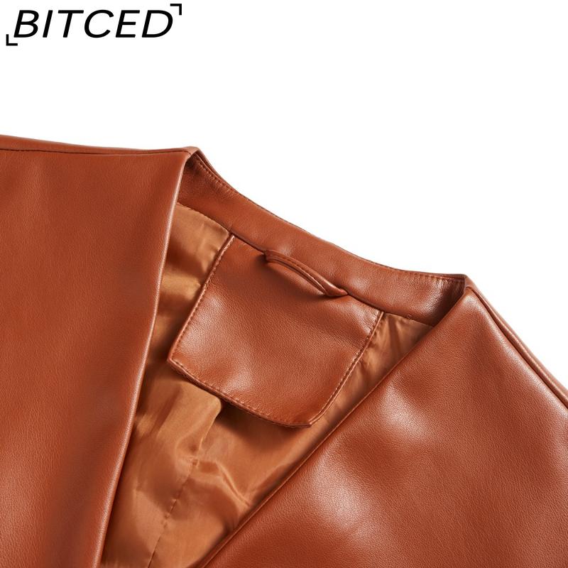 BITCED Sleeveless PU Leather Waistcoat Loose Fit Plus Size Women's Vest Cardigan Short Jacket
