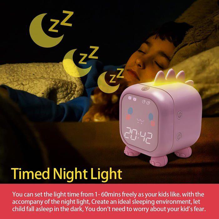 Fun Dragon-shaped Alarm Clock, Pink, Smart Timer for Kids.