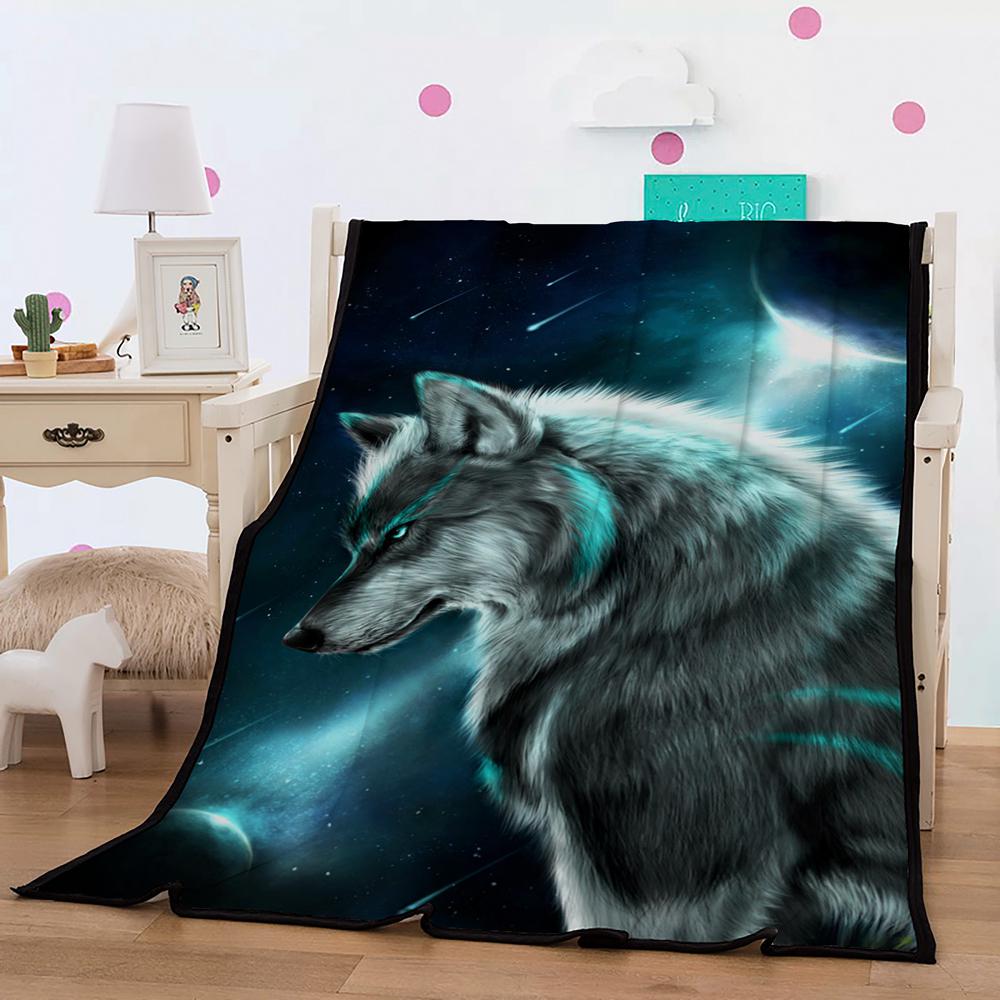 New 3D Wolf Printing Theme Blanket Housewarming Gift Decoration Summer Blanket Plush Blanket