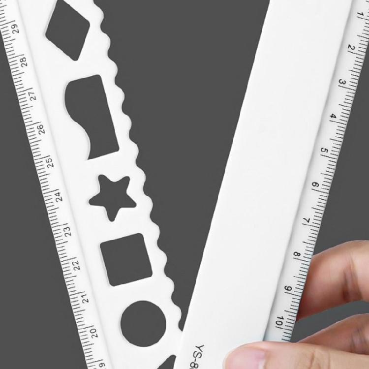 5Piece Black White Plastic Foldable Ruler Set Non Slip Surfaces Precise Centimeter Inch Marking Study Tool