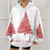 Dámská módní mikina s vánočním potiskem, ležérní mikina s kapucí a kapsami