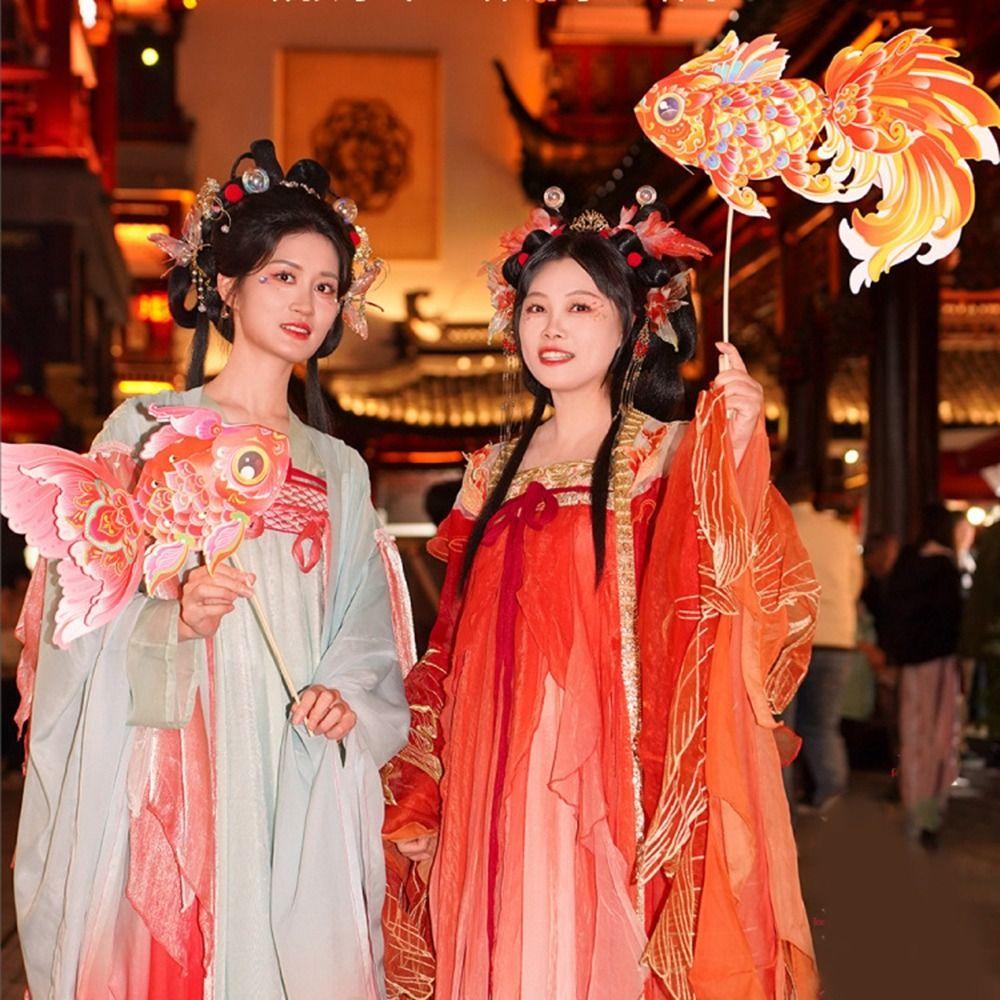 3D DIY Lantern Material Kit Fish Ancient Style Handheld Lantern Mid Autumn Lotus Lantern  Children