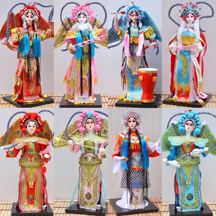 Beijing Silk Doll Peking Opera Mu Guiying, Chinese Folk Craft Forbidden City Souvenir