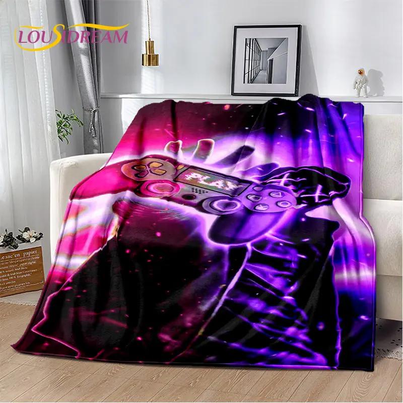 Cartoon-Gamer-Gamepad-Game-Over-weiche Plüschdecke, Flanelldecke, Überwurf, Deckenbezug für Wohnzimmer, Schlafzimmer, Betten, Sofa, Picknick