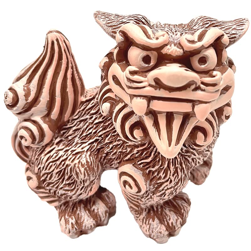 Okinawa Souvenir Shisa Figurine Mini Entryway Curry Shisa (Brown/Seat)