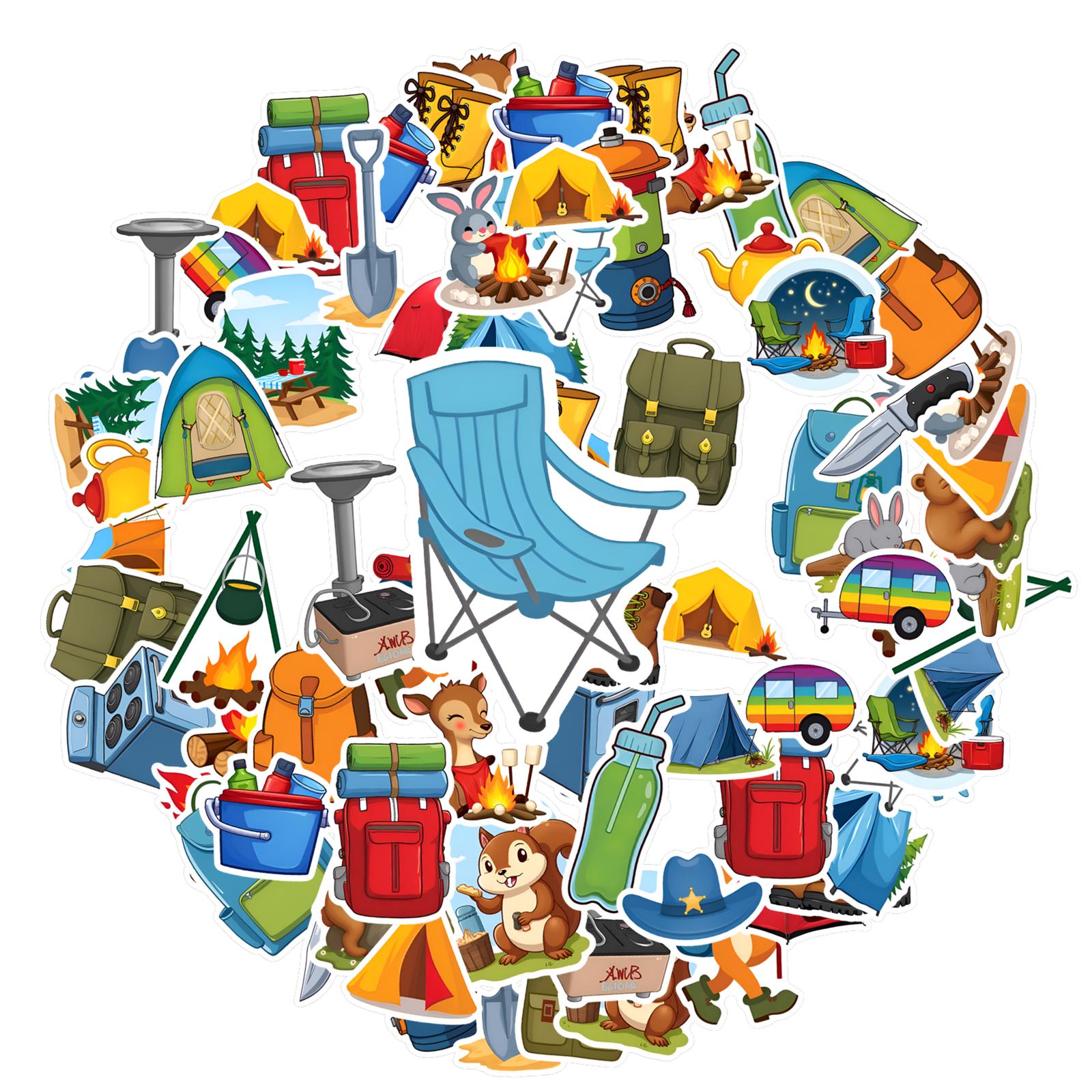 

35pcs-50pcs Cartoon Camping Stickers Fun Outdoor Adventure Outdoor Adventure Stickers Stickers For Suitcase Fridge DIY