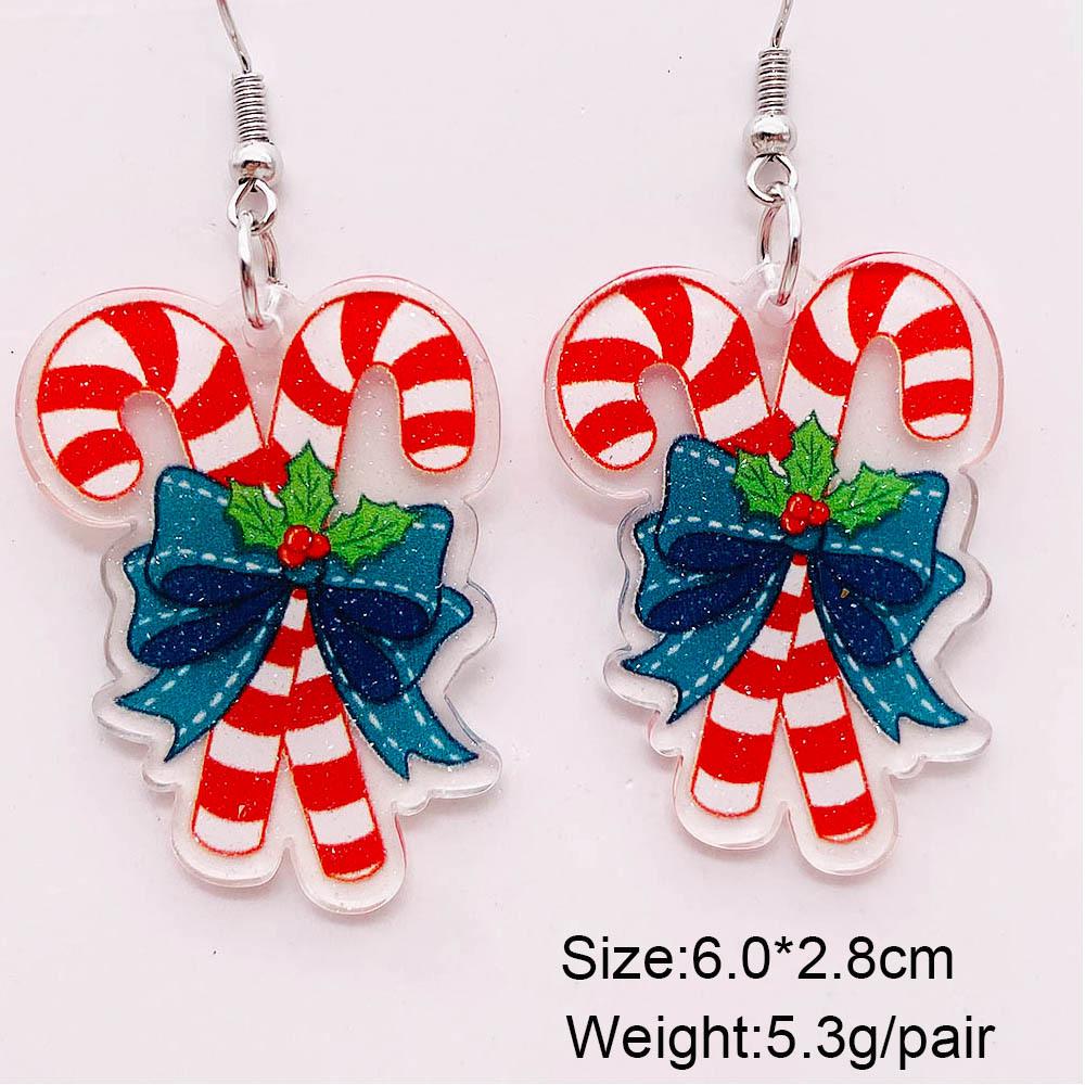 Christmas Ornaments: Santa Socks & Wine Glass Tree Earrings Acrylic