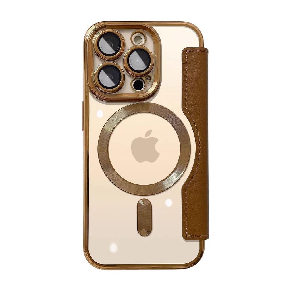 For IPhone17 Flip Leather Case for Apple 16Promax Magnetic Phone Case 15 Electroplating Anti-fall 16E
