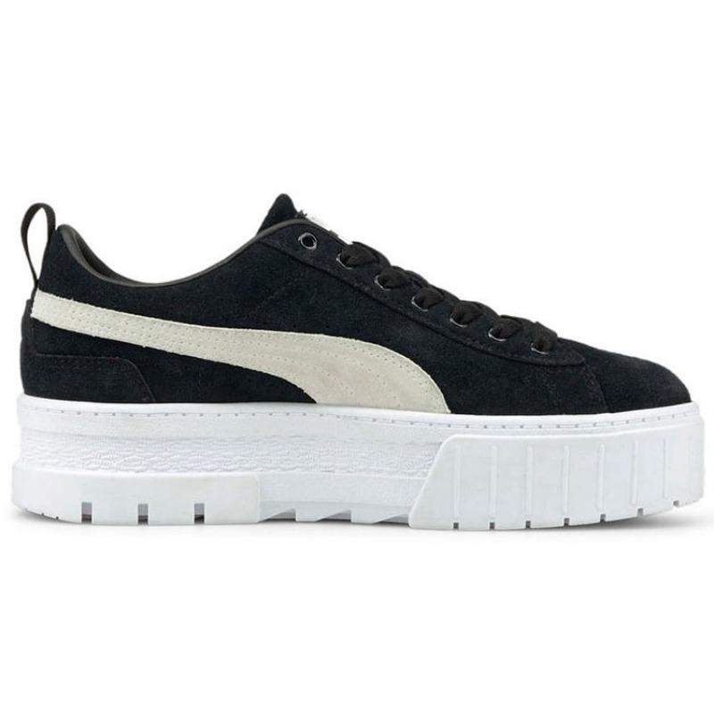 Puma Mayze Women Suede Wear-resistant Platform Low Skate Shoes Black White 380784-01