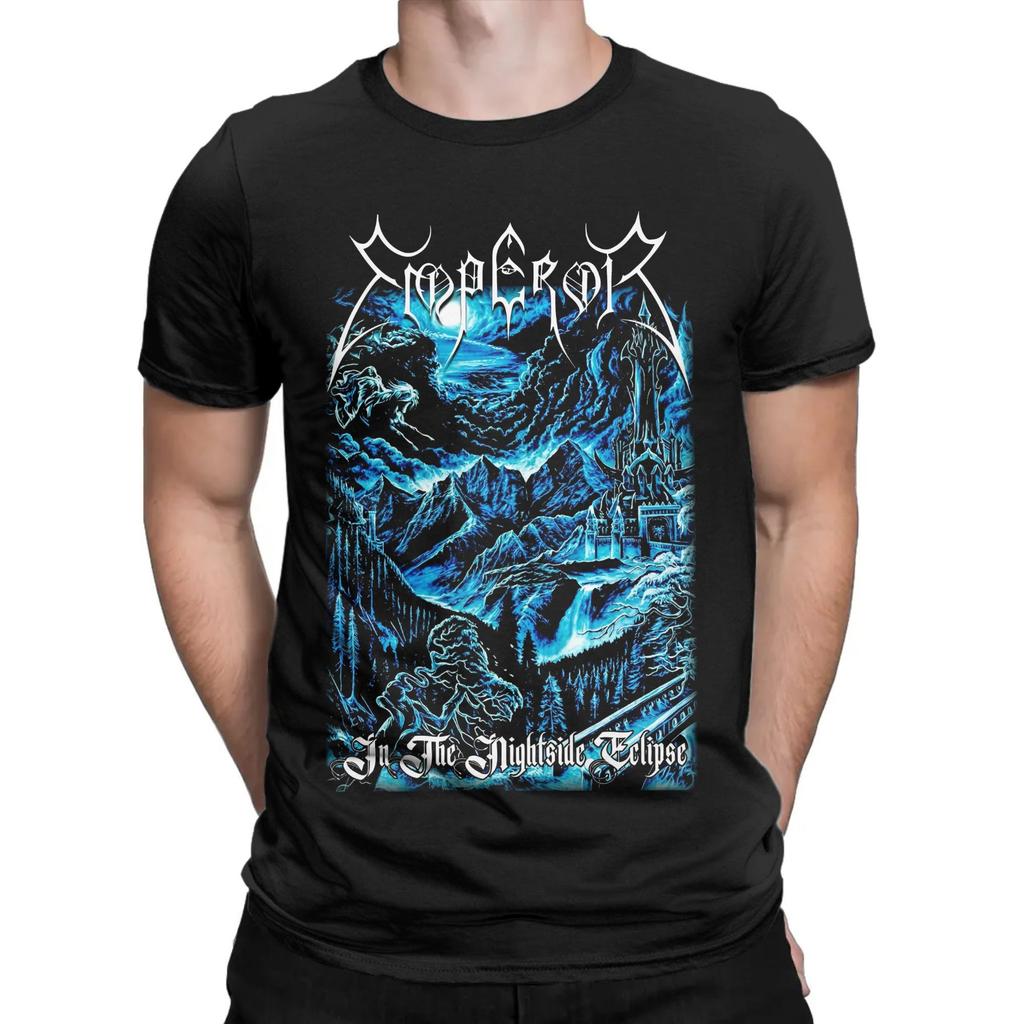 Men Black Metal Band T-Shirts Emperors Cotton Tees Summer Vintage Short Sleeve T Shirt Crewneck Harajuku Tee Shirt Large Size