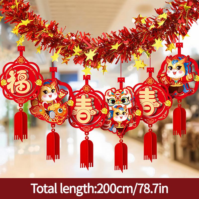 2026 Lunar Horse New Year Tet Decoration Hanging Pendant 3D Door Window Pendant Wall Decor Chinese Spring Festival Ornament