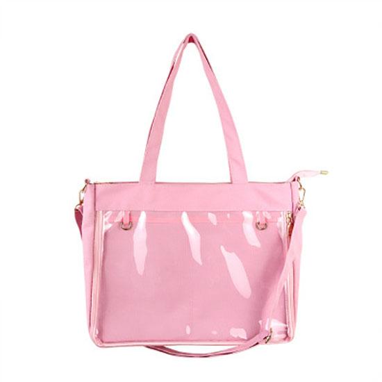 Bag Black with Insert Japanese Cute Clear Women Double Straps Girls Kawaii Transparent Shoulder Bag Purses and Handbags