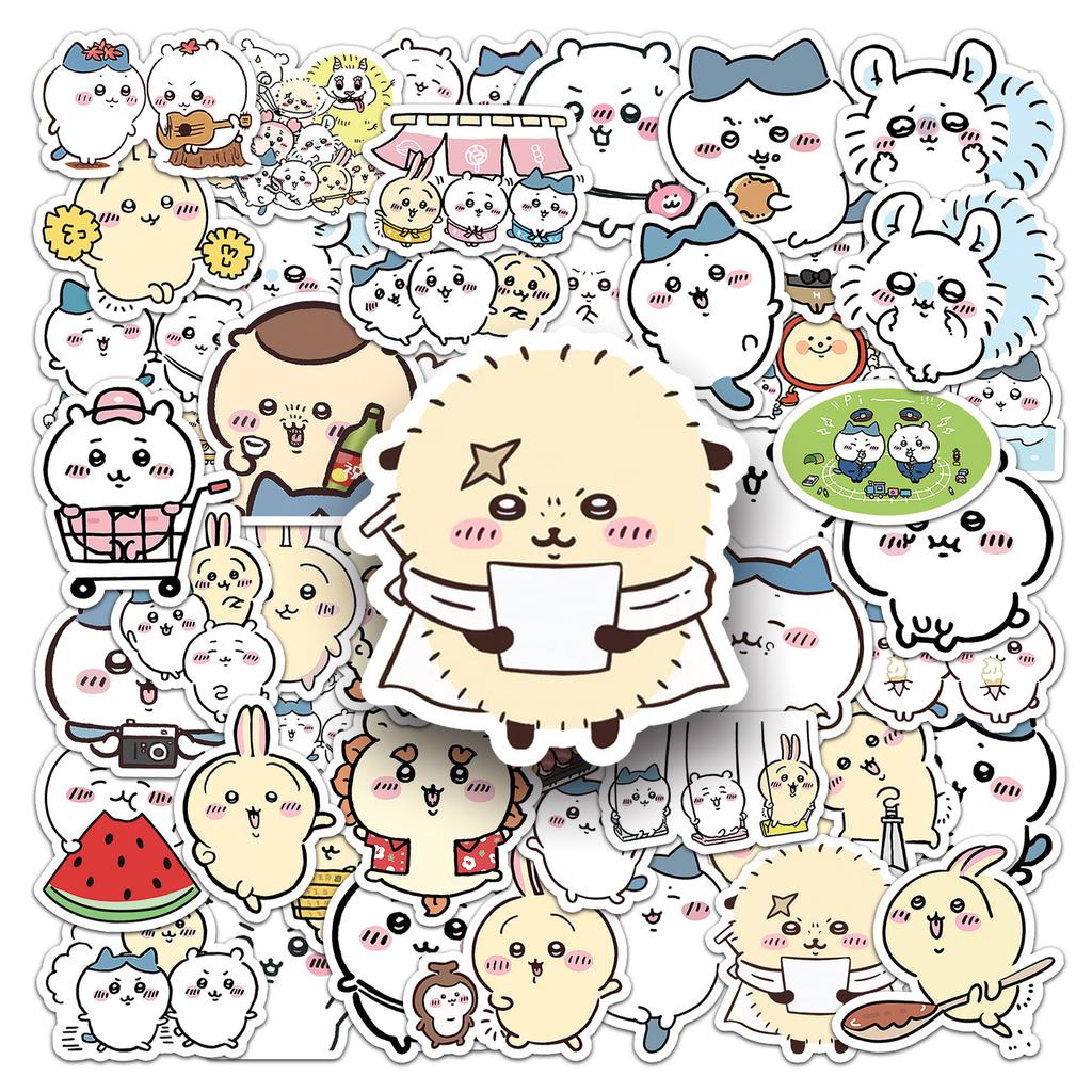 New 50Pcs Non-Repeating Cartoon Chiikawa Stickers Cute Decals Diy For Water Cup Skateboard Kawaii Kids Toys Sticker Decoration