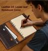Handmade A5 Crazy Horse Leather Notebook with 6-Ring Binder & Replaceable Pages