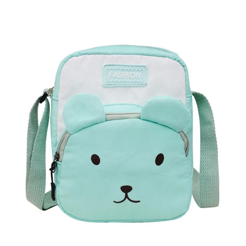 

2024 autumn and winter new cute bear shoulder bag girl large capacity contrasting color splicing messenger bag tide зелений