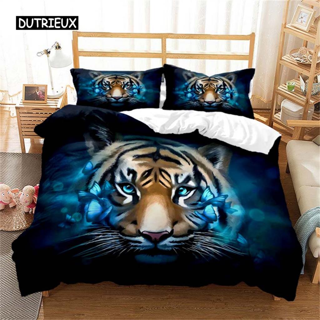 Duvet Cover Tiger Soft Comforter Cover Microfiber Animal Bedding Set Tiger Pattern Quilt Cover for Room Decor Bedclothes Bedroom