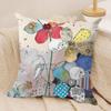 Watercolor Art Pattern Cushion Cover Silky Short Plush Sofa Pillow Cover Hidden Zipper Soft Dustproof Case for Home Decor