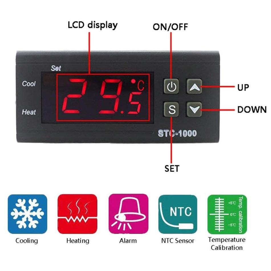 STC-1000 LED Digital Temperature Controller Thermostat for Incubator Refrigerator Thermoregulator Relay Heating Cooling 220V