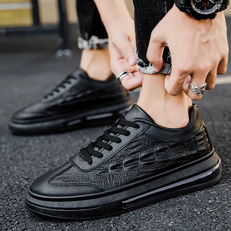 Fashion Sneakers Air Cushion Men Shoes Platform Casual Sneakers for Men Summer 2024 New Comfortable Solid Leisure Leather