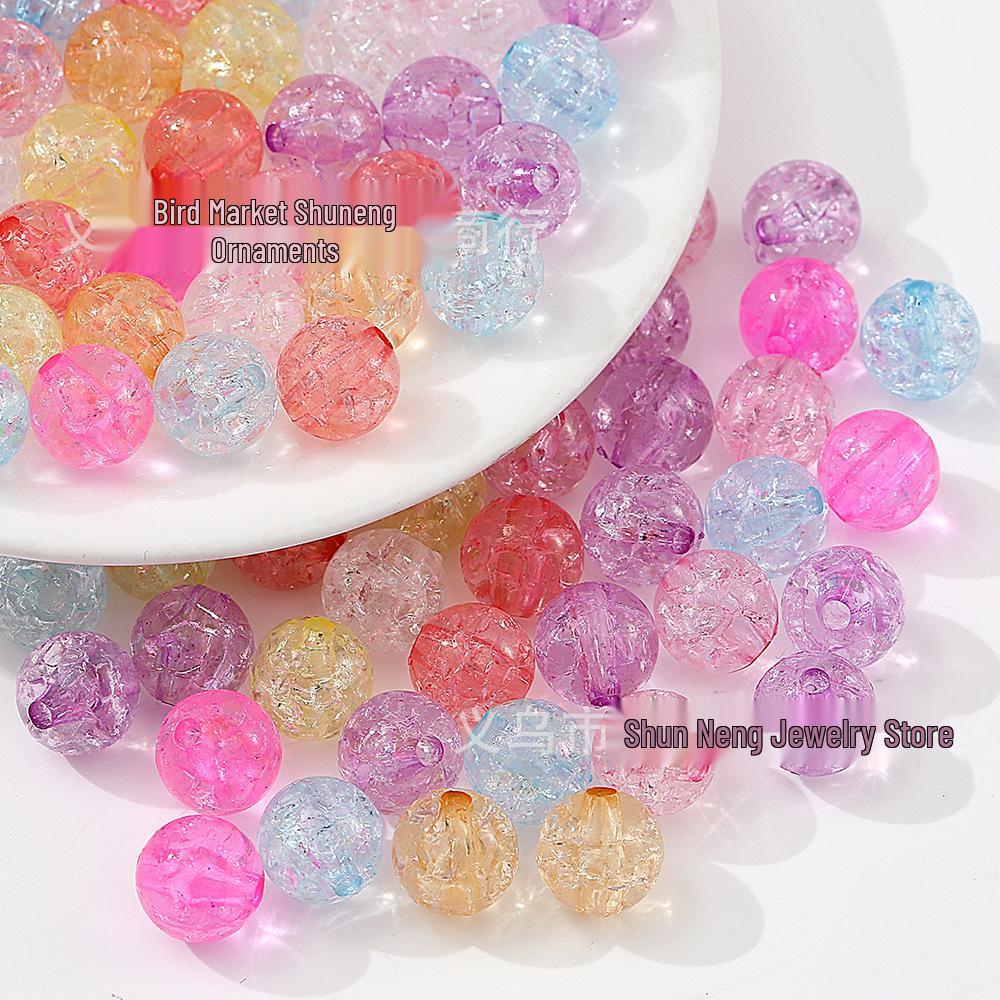 Transparent Cracked Acrylic Beads for DIY Jewelry - Round Loose Beads for Bracelets & Pendants