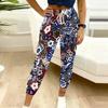 Summer Ladies Cashew Flower Printed Sweatpants Loose Fit Drawstring Joggers Elastic Cuff Daily Casual Pants