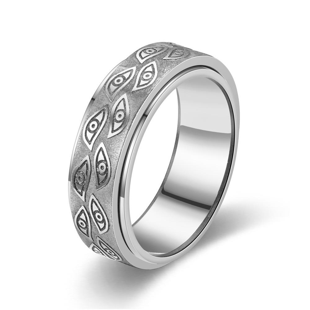 

1Pc Fashion Niche Decompression Devil Eye Rotating Eye Ring, Both Men and Women Can 9 серебряный
