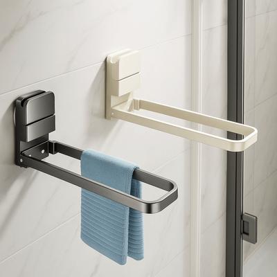 Carbon Steel Suction Cup Towel Hanger Compact Design Damage-Free Detachable Towel Rack Space Saving Easy Installation