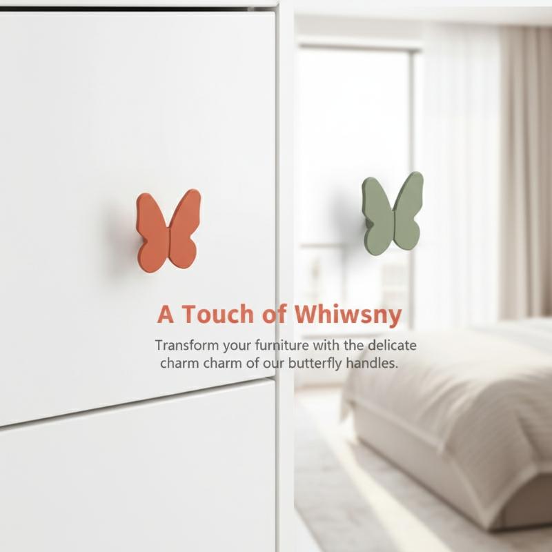 Aluminum Alloy Small Handle Wardrobe Cabinet Door Handle Creative And Simple Color Cute Butterfly Cartoon Children's Room Handle