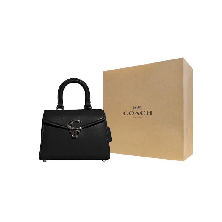 Coach Sammy 22 Solid Color Letter Logo Push Lock Closure Leather Satchel Crossbody Handbag Women Handbag Black CJ812-V5BLK
