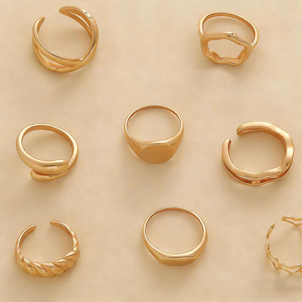 10pcs Set Vintage Hip Hop Geometric Ring Sets for Women Men Female Exaggerated Adjustable Ring Finger Rings Y2K Jewelry Gift
