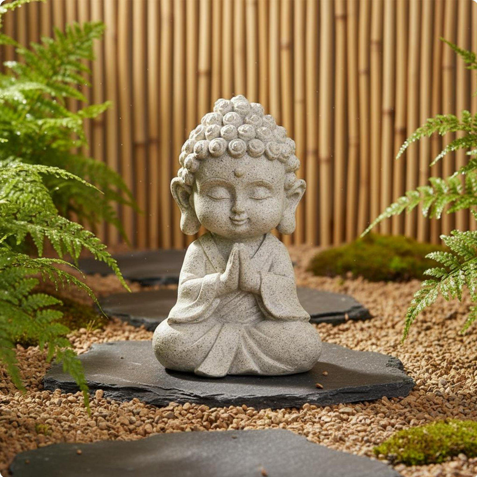 Meditating Buddha Statue Tranquil Decorative RockLook Sculpture Lightweight Resin