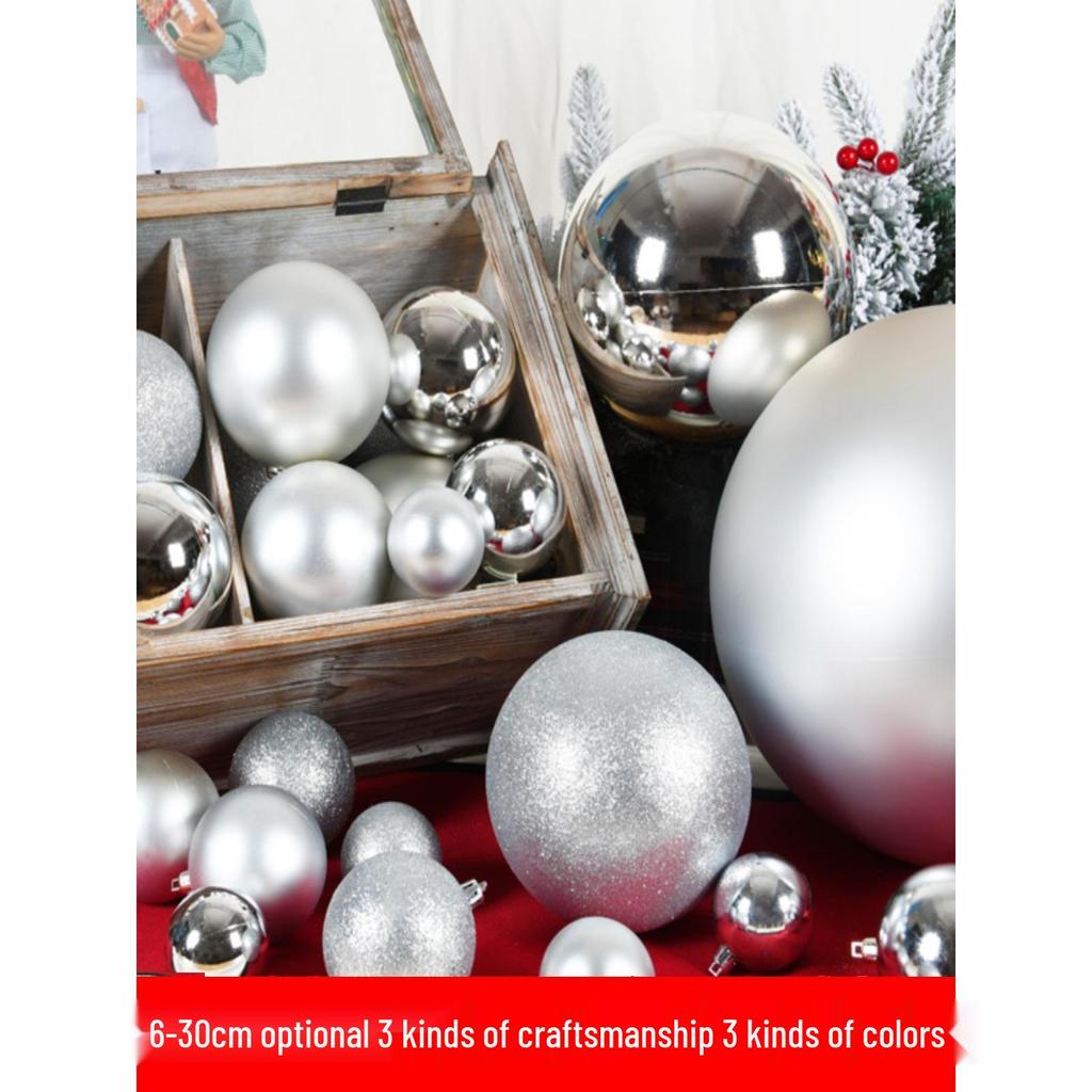 Silver Glitter Christmas Hanging Ornaments: Shiny Plastic Balls 6-30CM for Festive Decorations