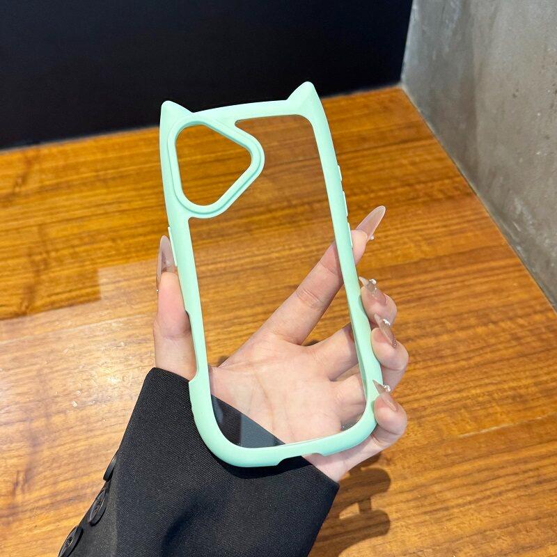 Ins Cute Cat Ear Tail for Magsafe Case For iPhone 17 16 13 12 Pro Max 14 15 Plus 11 17 Air Hard Transparent PC TPU Armor Cover