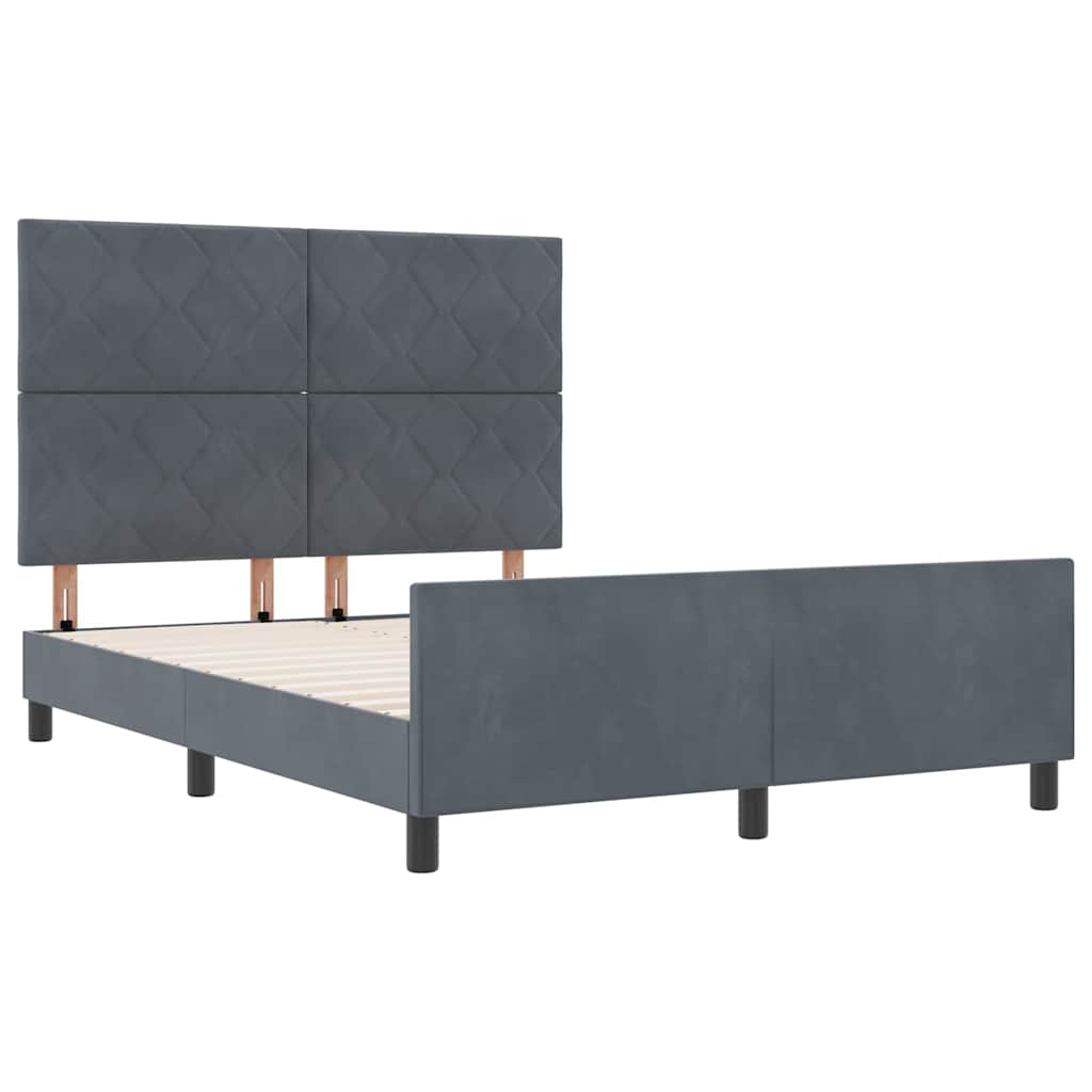 Boxspring Bed with Headboard Dark Grey 140 x 200 cm Velvet