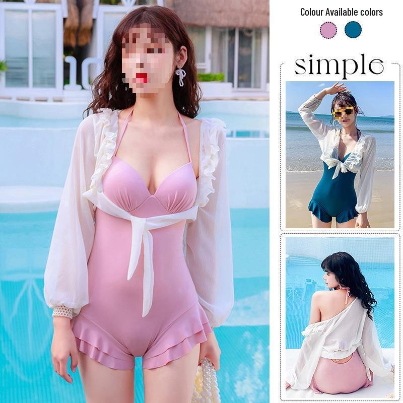 

2024 High-End Underwire Girly Swimsuit with Cover-Up and High-Waisted Slimming Design One Size for Wholesale [Recommended 80-120 jin] озеро зелений колір