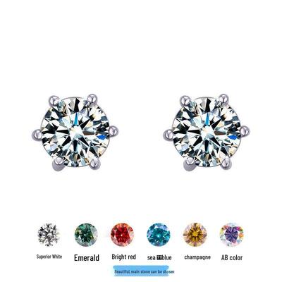 GRA Certified D Color Moissanite Six-Prong Stud Earrings In Sterling Silver 925 – High-End Gift.