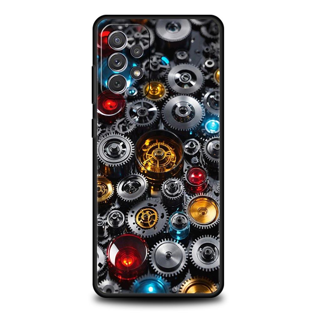 Mechanical Gear Pattern Phone Case for Samsung Galaxy A55 A35 A17 A07 A15 A13 A25 A51 A71 A72 A73 A32 A52 A52S A41 5G Soft TPU