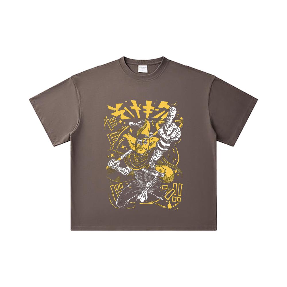 260 GSM Double Yarn 32 Count 100% Cotton One Piece V77 Sogeking Print Unisex Heavy Cotton T Shirt